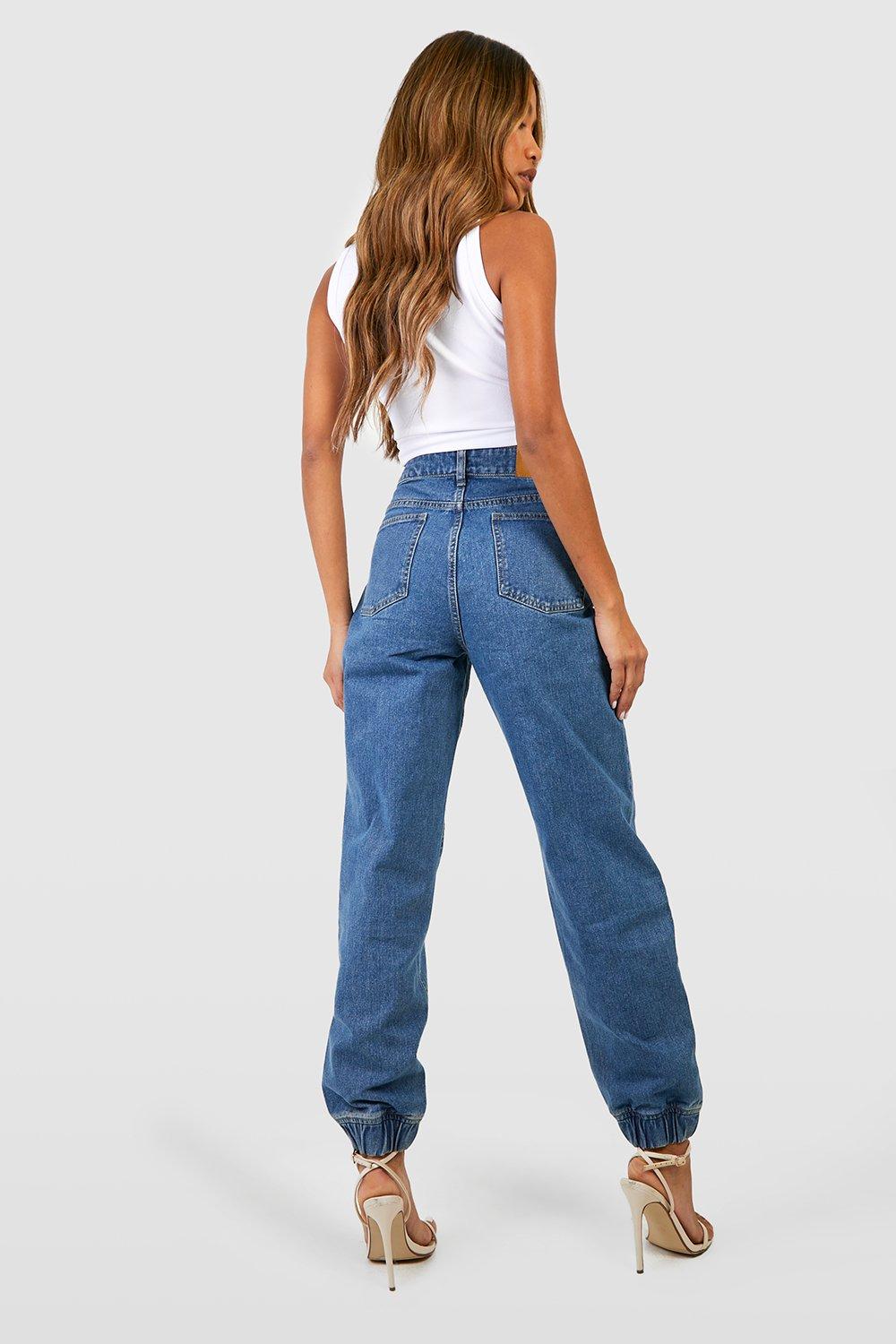 High waisted denim joggers new arrivals